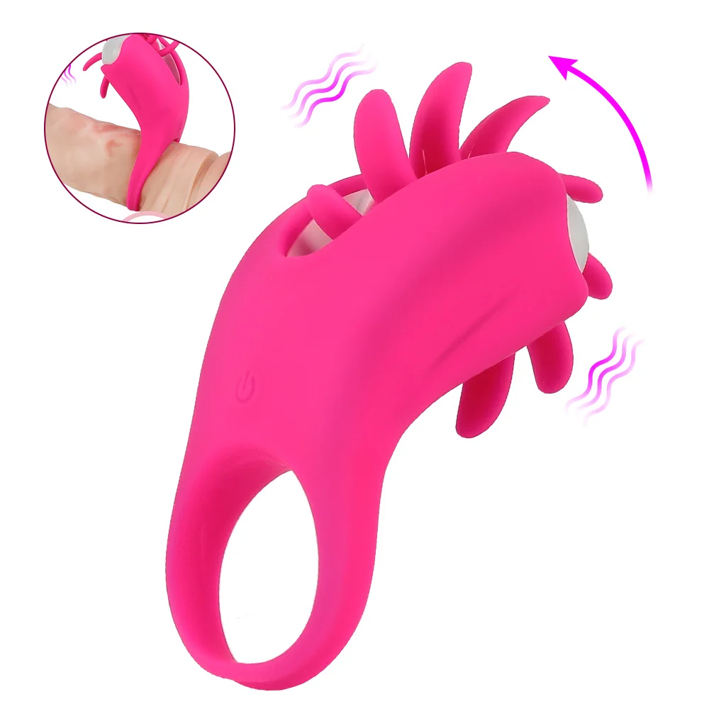 

10 Speeds Vibrators Penis Ring Cock Rings Rotation Oral Vagina Clitoris Stimulator G-spot Massager Tongue Licking Adult Products