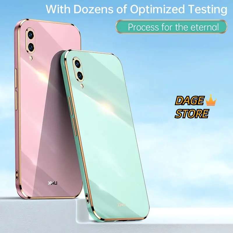 Корпус для Vivo Y91C Y93 Y91i, однотонный, с прямыми краями, мягкий чехол с гальваническим покрытием