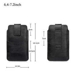 Deluxe Universal Leather Phone Pouch with Card Holder and Belt Clip - Leather (6.4 - 7.2 inches)