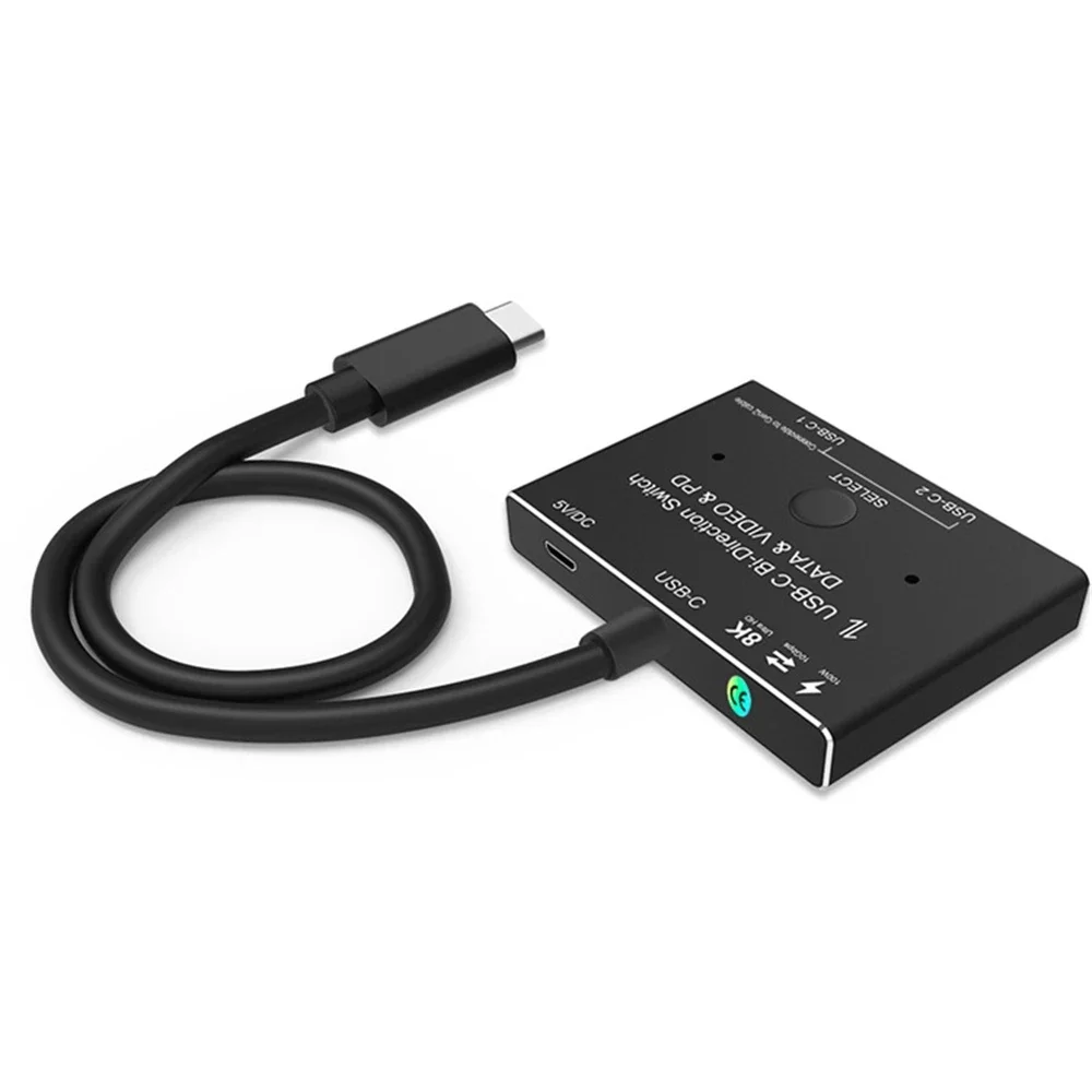 USB KVM Switch 1x2/2x1 Splitter Data Video Switcher 8K@30Hz PD 100W For PC Monitor Mobile phone