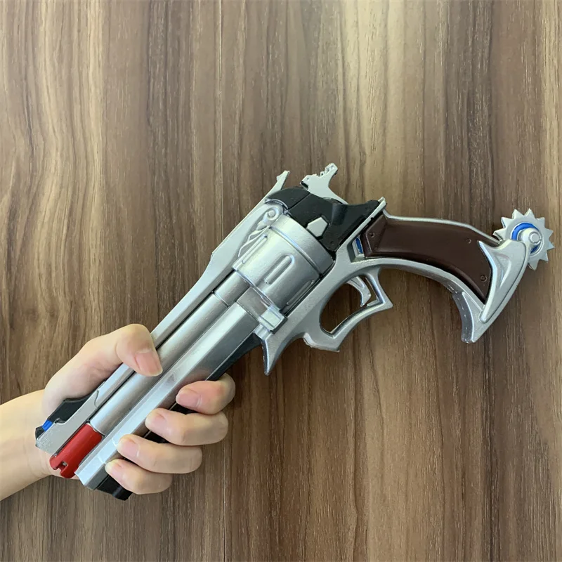 Game OW Cole Cassidy Revolvers Weapon Gun 1:1 Cosplay Safety PU Gift Outdoor Toy Rubber Soldier 76 D. va Tracer No Shooting