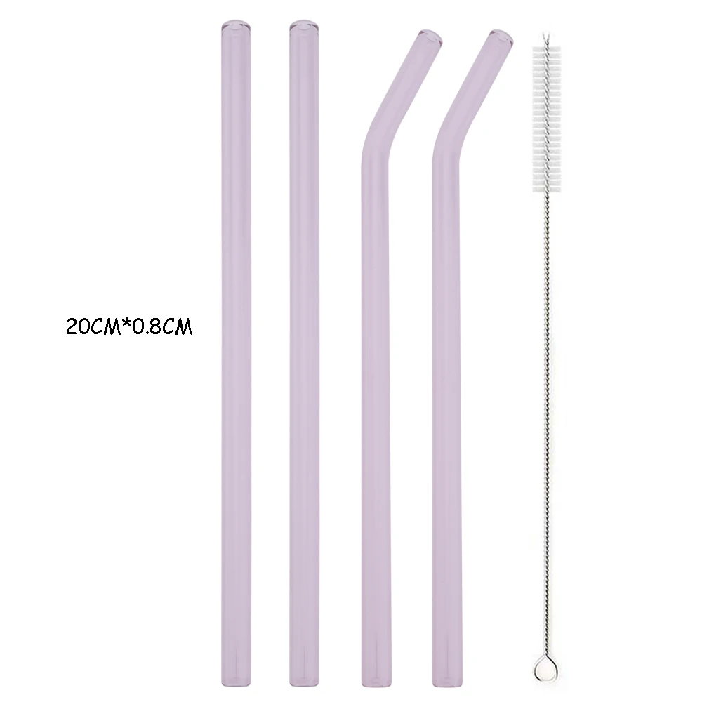 Eco-Friendly Reusable High Borosilicate Glass Straw - Wide 8mm for Cocktails, Smoothies, and Milkshakes
