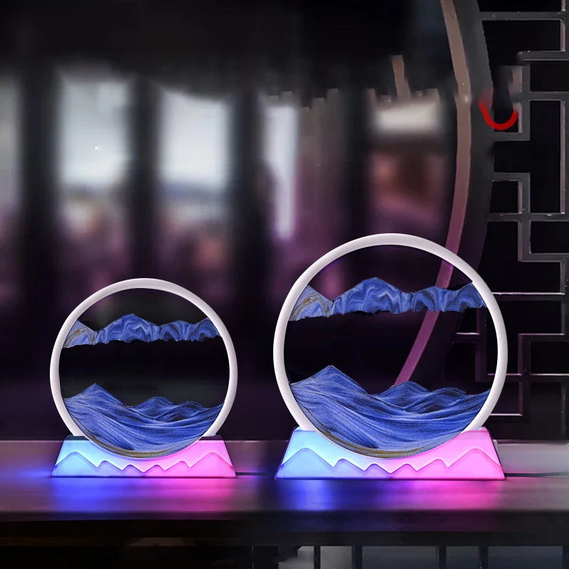 

3D Quicksand Lamp Moving Sand Art LED RGB Night Light Hourglass Light 7 Color Painting Sandscape Lamp Home Table Decor Xmas Gift