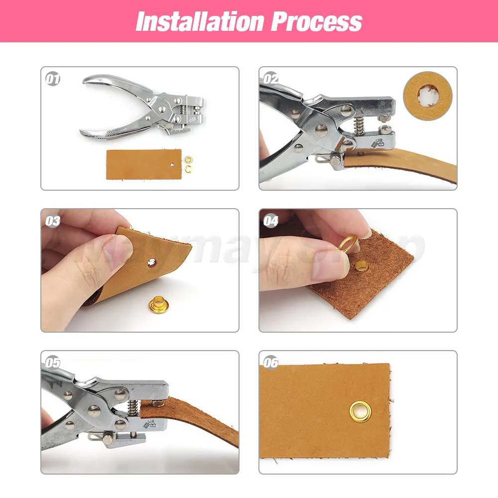 Eyelet Grommet Ring Kit Eyelet Grommet Ring Eyelet Punch Tool Set Grommet Eyelet Kit Grommet Punch Tool Grommet Tool Kit Grommet Tool 5mm Multi-Color Metal Eyelets Grommets Kit with Installation Tools Punch Pliers Kit For Leathercraft Shoes Belts Bags Clothes