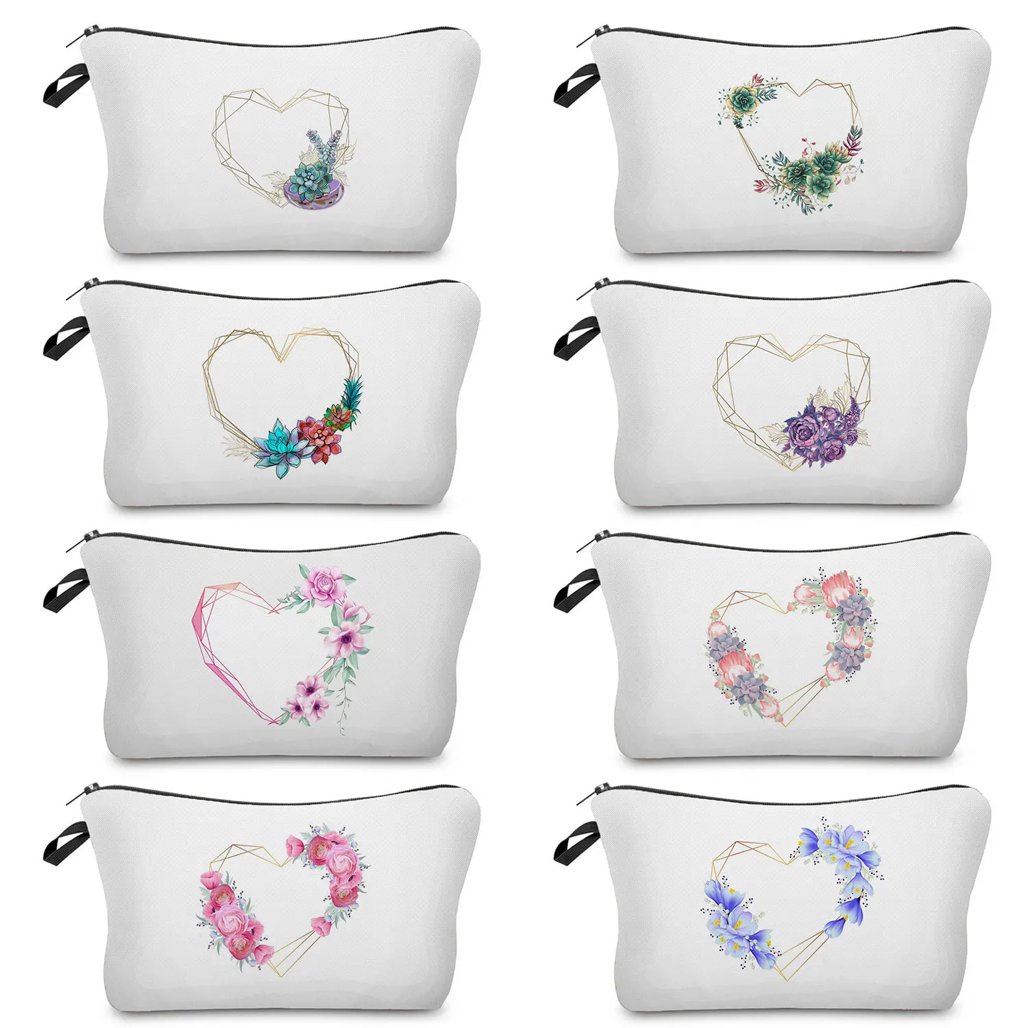 

Line Love Flower Print Simple Customizable Toiletry Bag Portable Toilet Bag Teacher Appreciation Gifts Ladies Women's Makeup Bag