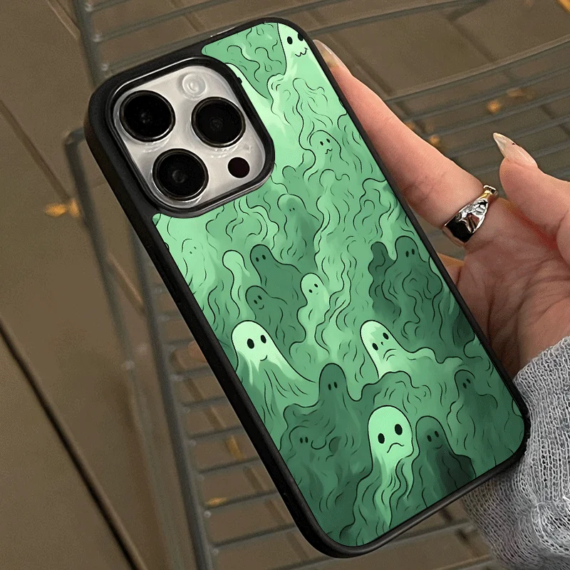 Green Ghost Black Edge Korean INS Style Cute Phone Case
