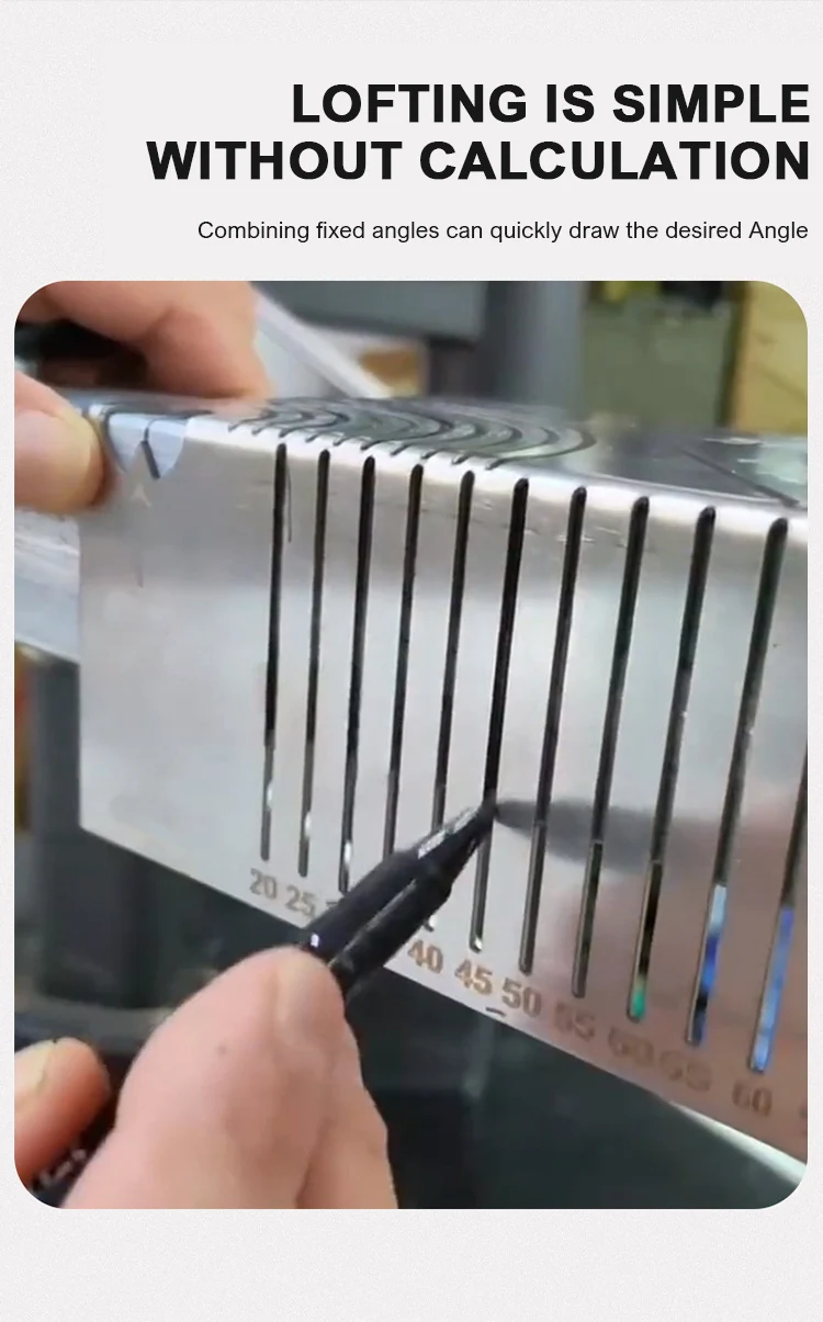 90 Degree Multifunctional Square Tube Rounded Corner Ruler Drawing Tool Multi-Drawing Ruler Precision Angle And Arc Marking To