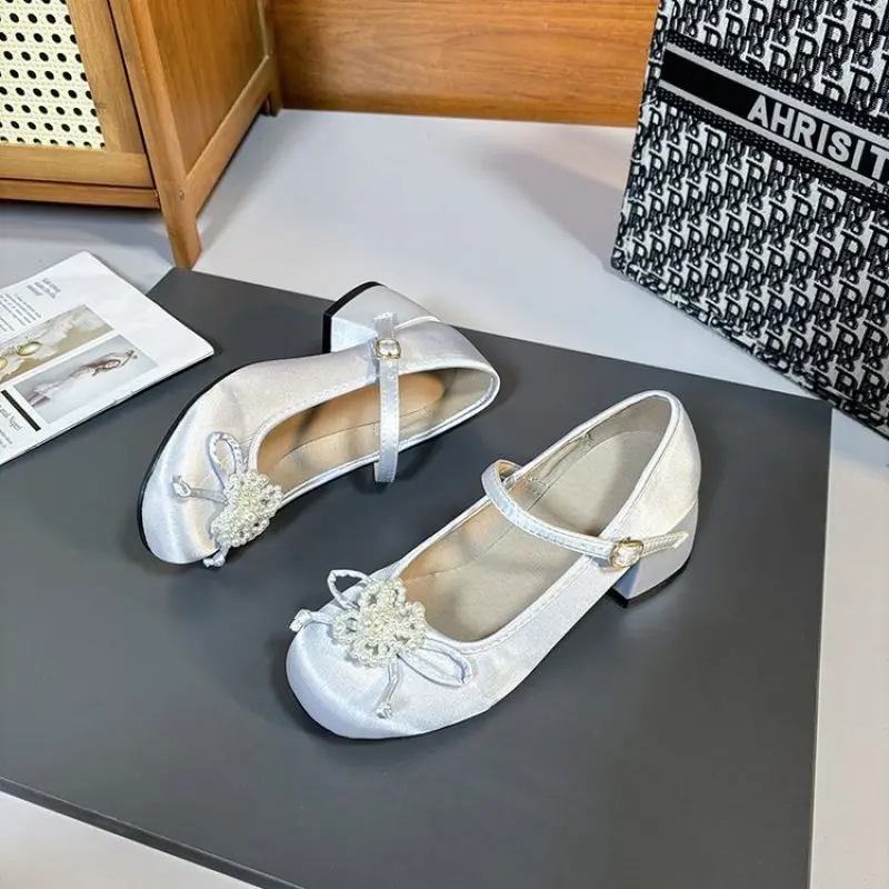 2024 NEW Spring Autumn Shoes Fashion Shallow Round Toe Mid Heel Shoes Ladies Elegant Outdoor Single Pumps Shoes