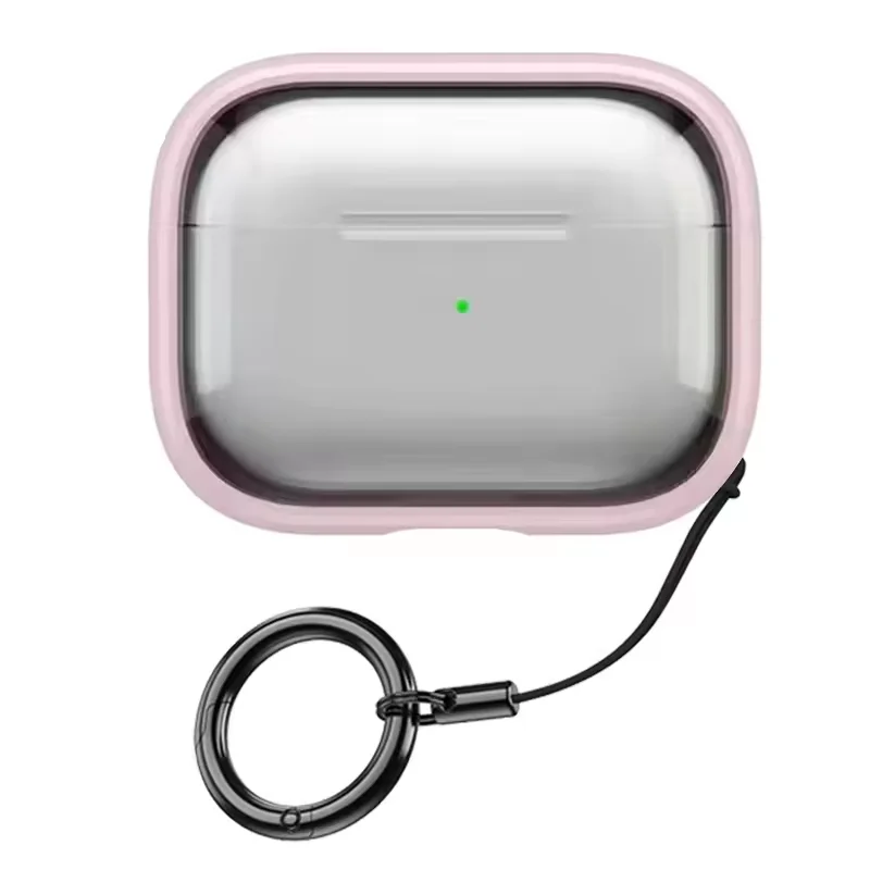 Removable Stand Latch Earphone Case with Wireless Charging and Anti-Drop Lock - Transparent Hard PC Protector Cover