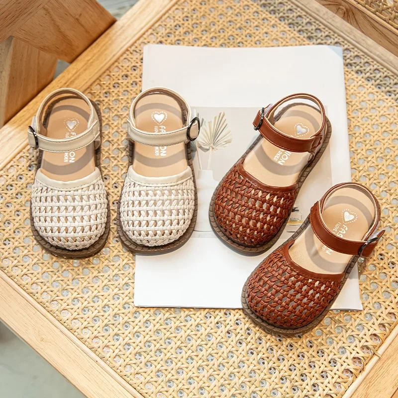 2024 Designer Weave Hollow Fashion Antiskid Casual Sandals Summer Soft Soled Shoes Trendy Versatile Sneakers Girl Sandalias Niña 2