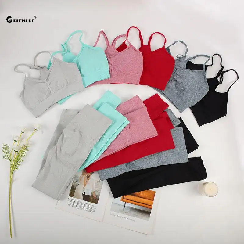 Yoga Set 2/3PCS Women Long Sleeve Running Top Workout Leggings sports bra set gym workout set yoga pants set yoga set fitness set sportswear set sports set