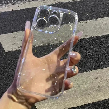 Soft Glitter Transparent Phone Case For iPhone 17 11 12 13 14 15 16 Pro Max 14 15 16 Plus Shockproof Silicone Clear Bumper Cover 1