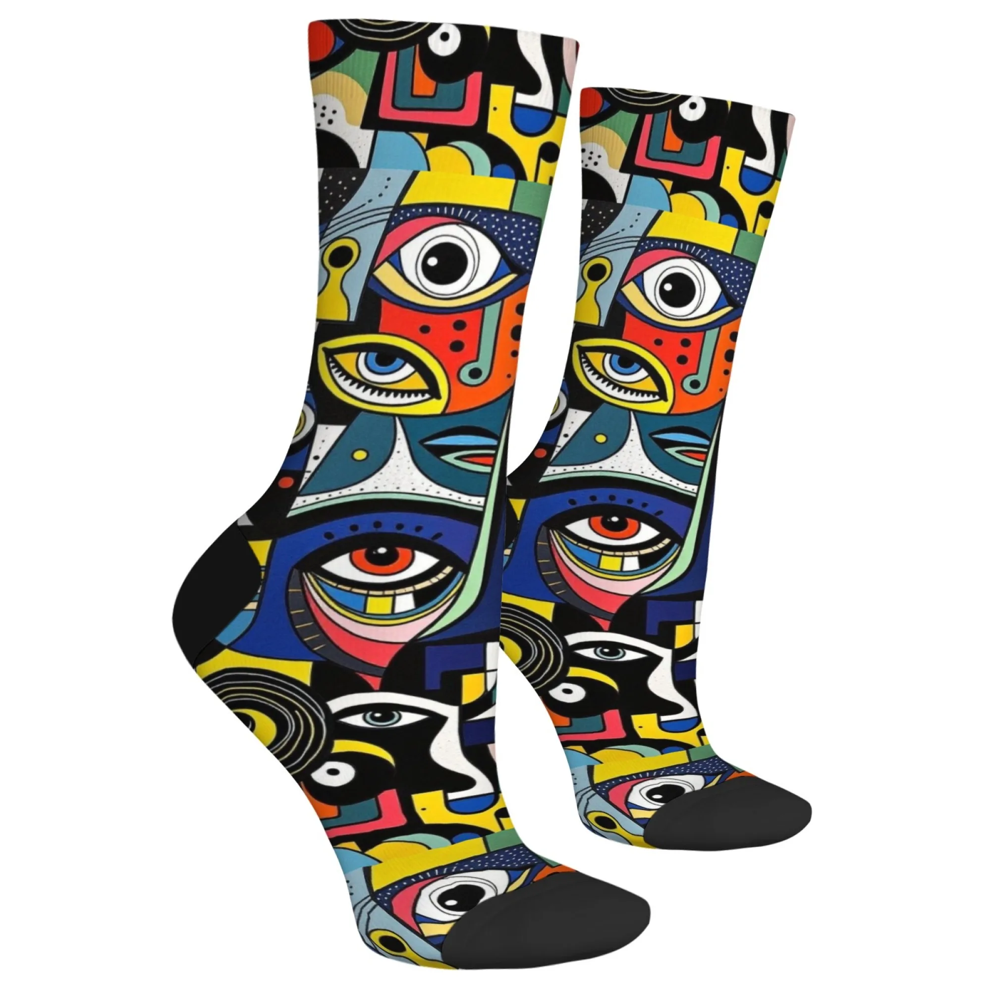 Geometric Pop Art Men's Casual Socks - Comfortable, Breathable, Non-Slip, Warm, Fun & Novelty Design