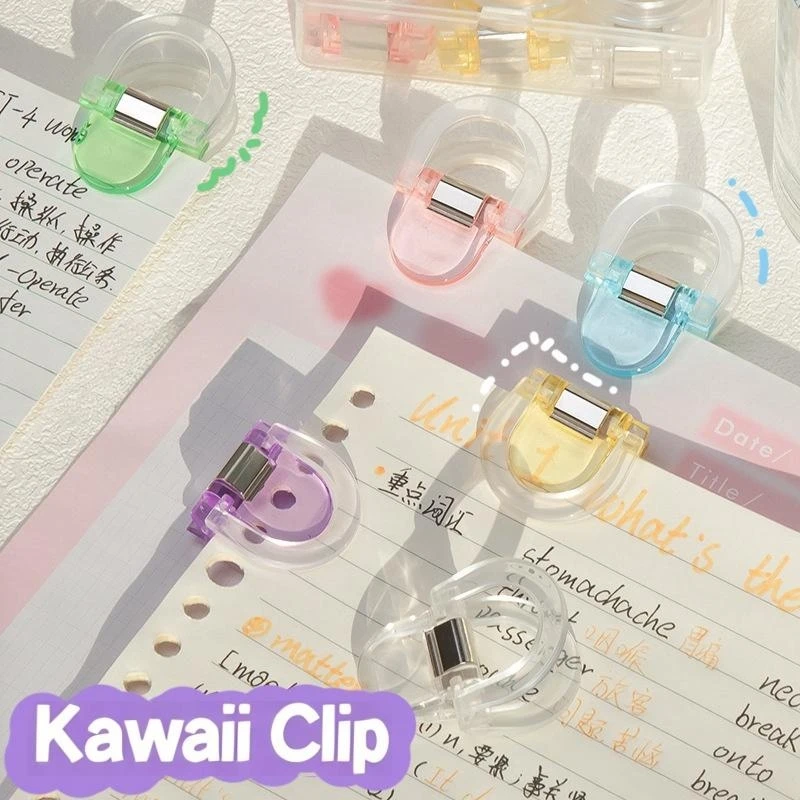 12pcs Cute Multifunctional Clip Calendar Long Tail Bills Clip Binding File Transparent Stainless Binding Handbook