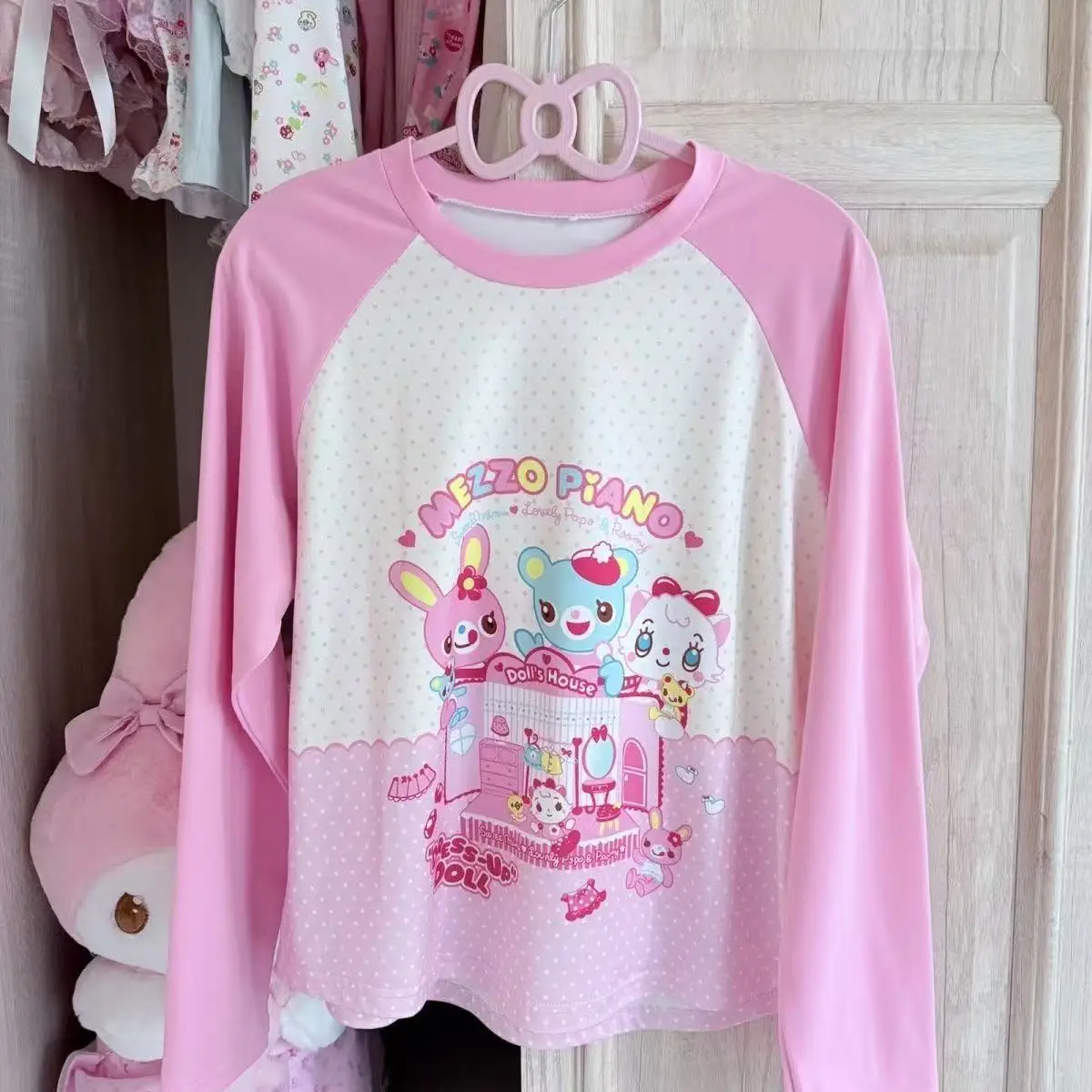 Sweet Kawaii Cartoon Tshirts Polka Dot Print Women T-shirt Loose Casual Contrast Color Cute Graphic Tee Tops Japan Y2k Aesthetic 5