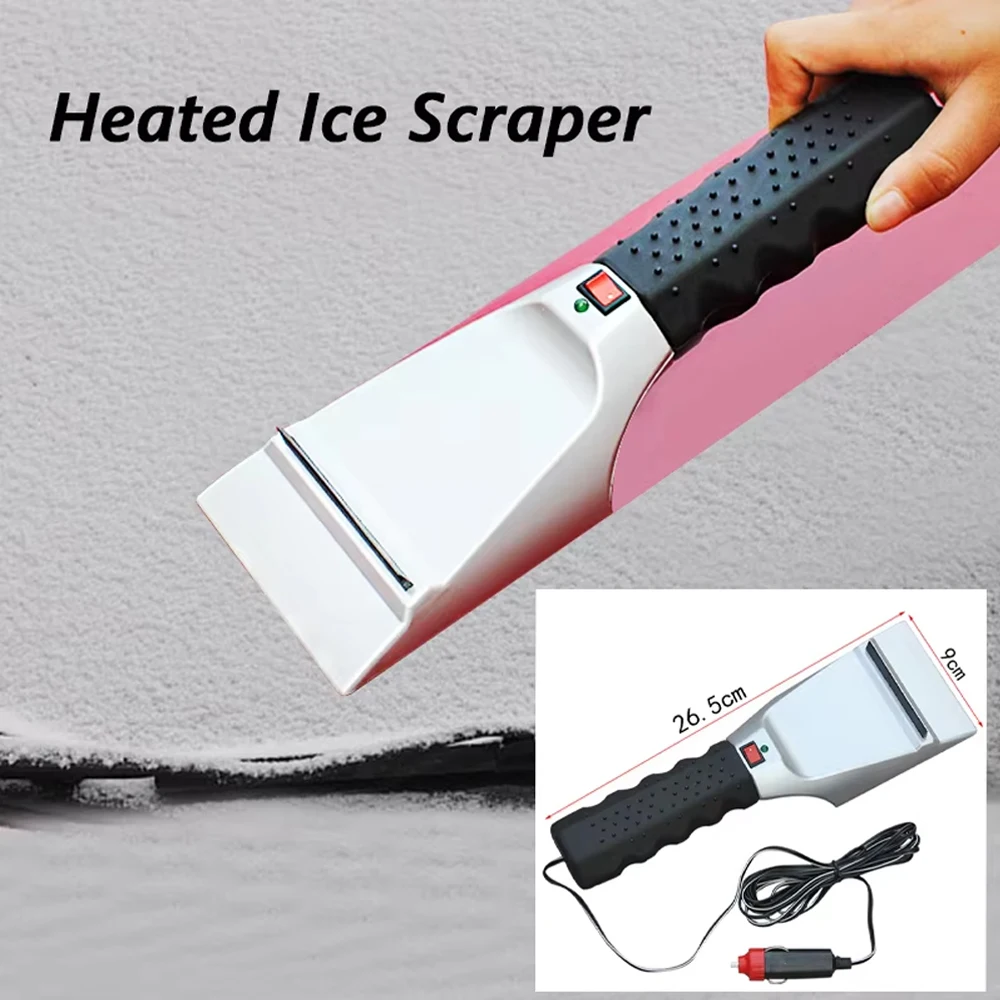 Car Ice Scraper 12V Electric Heated Cleanr Removal Shovel Scraper Winter Brushes Windshield Deicer Remover Tool Wash Defroster