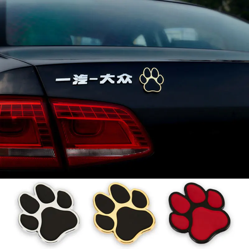 

3D personality Metal Bear's paw sticker car fun lovely palm print car logo tail creative body sticker scratch sticker