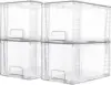 4 Pack Large Stackable Storage Drawers,Clear Acrylic Drawer Organizers with Handles, Easily Assemble for Bathroom NEW USA 1