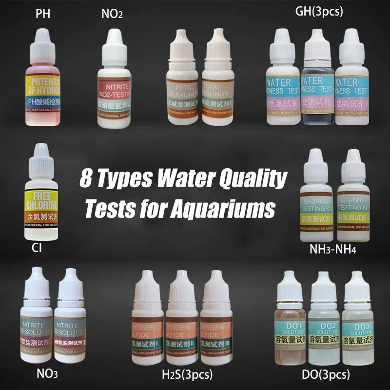 Water Quality Meter Aquarium Test Strips PH NH4 NO2 NO3 GH CI H2S DO Checker Test Agent Aquaculture Fish Tank Aquarium Water Test Kits Tools Accessories