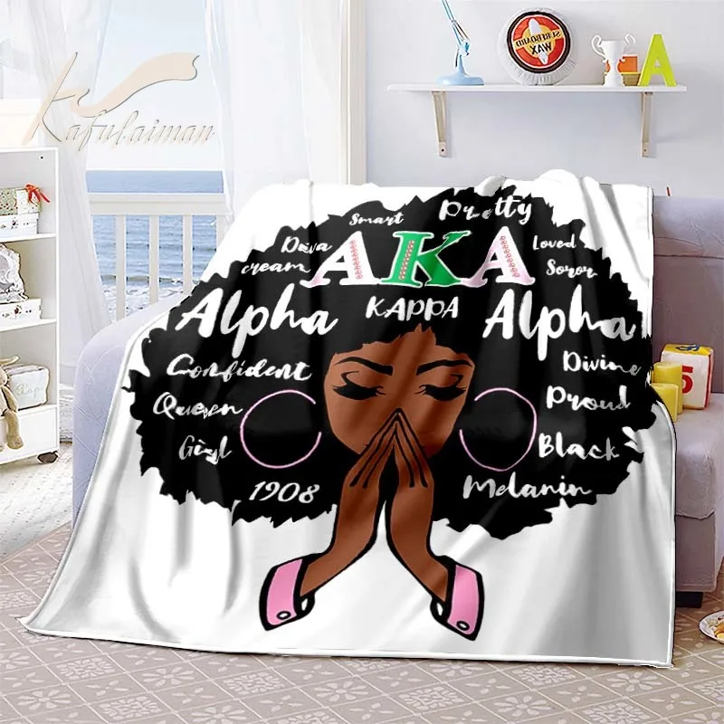 Society Gifts AKA Blanket Soft Flannel Throw Lightweight Plush Blankets Applicable for All Season Sorority Gifts for Girls&Women 3