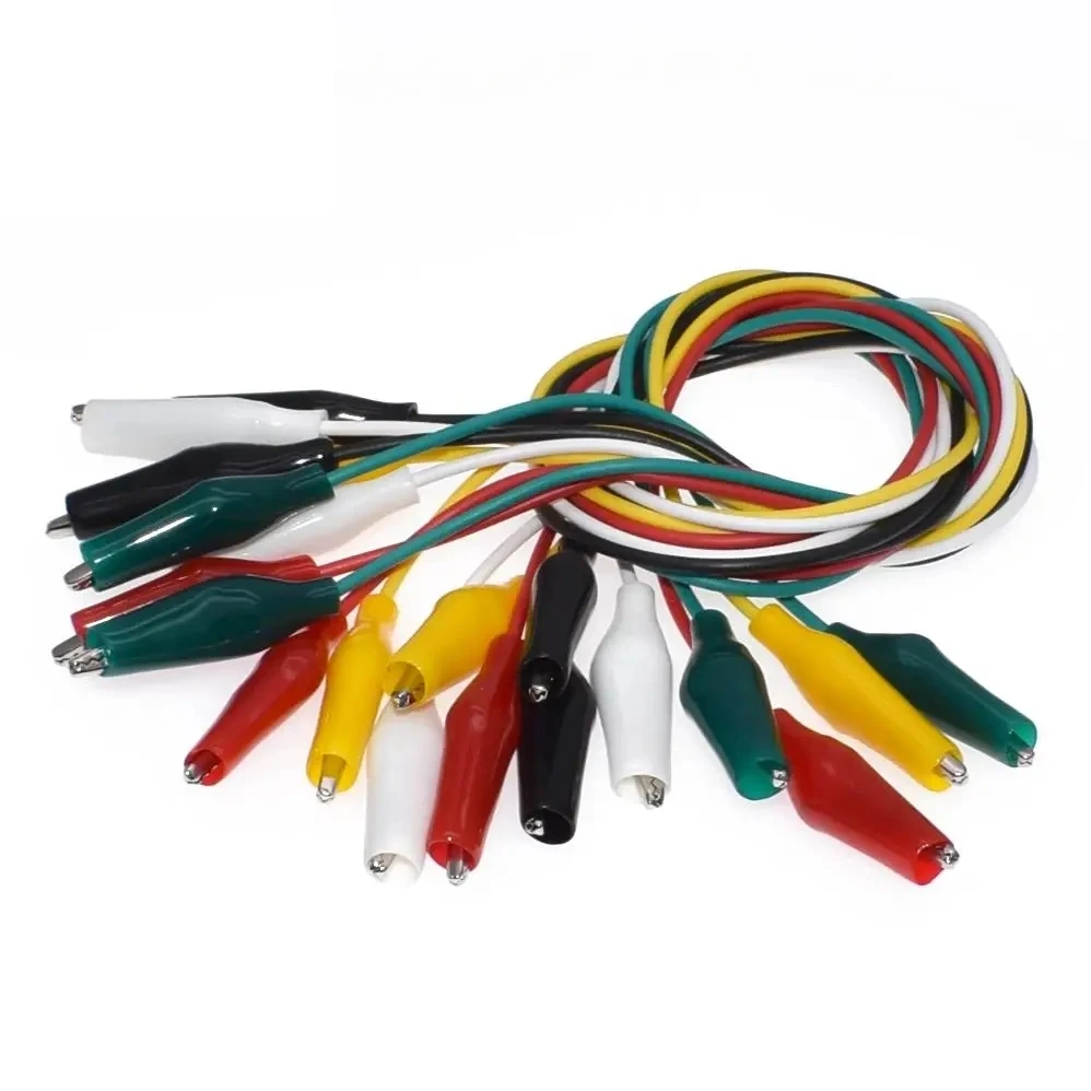 1Set 10PCS Alligator Clips Electrical DIY Test Leads Double-ended Crocodile Clips Jumper Wire 46CM