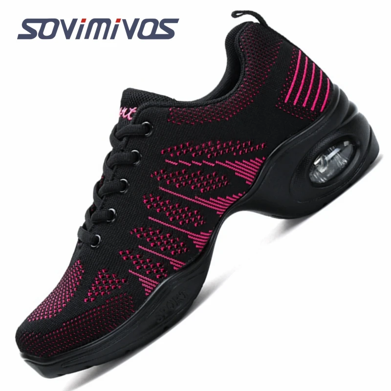 

Ladies Jazz Shoes Lace Up Mesh Sneakers Breathable Cushion Ladies Split Sole Sports Walking Dance Shoes Thick Sole Tacones Mujer