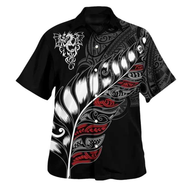 

Dragon Maori Fern Aotearoa New Zealand Shirt 3D Beach Hawaii Shirt Short Sleeve Shirt Men Shirt 2023 Oversized 5XL Chemise Homme