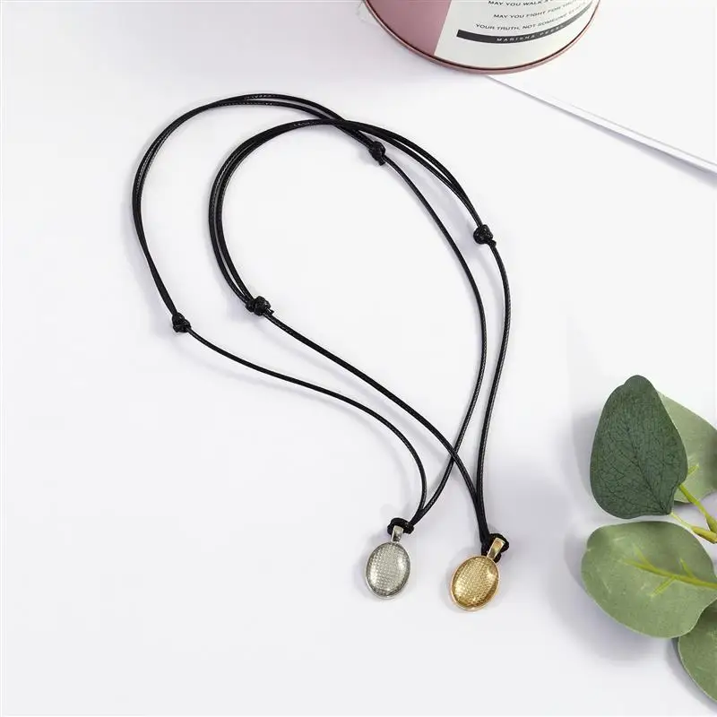 10/50pcs Adjustable 40-80cm Long Black Braid Wax Cord DIY Pendant Necklace Knot Sliding Cord For Jewelry Making Findings