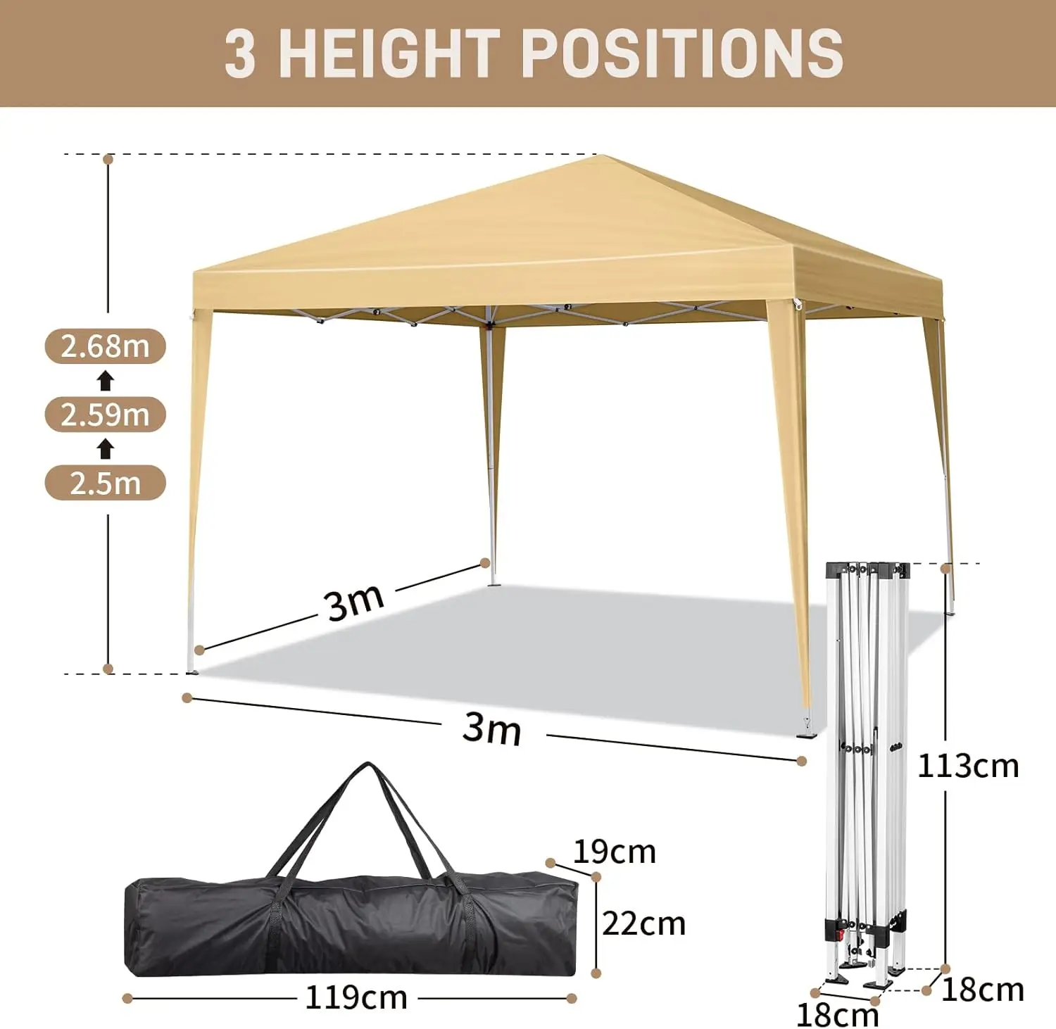 10x10ft Ez Pop Up Canopy, Portable Instant Canopy Tent with 4 SideWalls for Outdoor Events, Party, Wedding, Birthday,Graduation