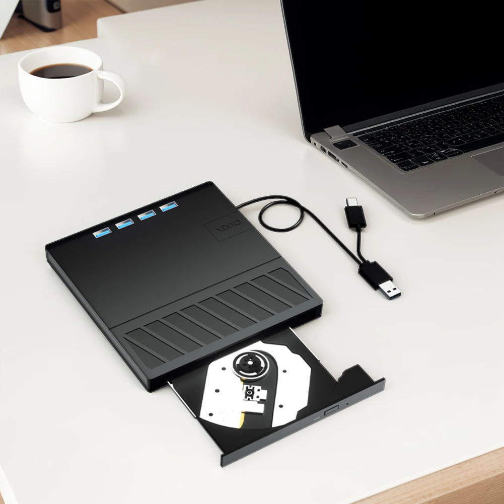 7 in 1 USB 3.0 Type C External CD DVD RW Optical Drive with SD/TF Port CD/DVD/BD -/+RW Player Burner Writer Reader for Laptop PC