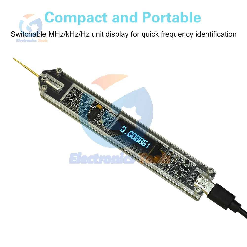 Contatore di frequenza Tipo penna 200Hz-100MHz Misuratore di frequenza segnale RF ad alta precisione per MF Calibrazione dell'oscillatore MCU HF VHF FM - immagine 4