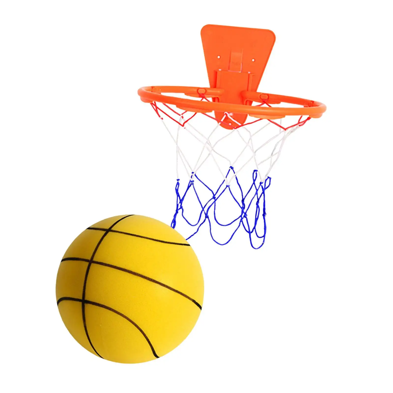 Silent Basketball with Hoop Low Noise High Density Foam Ball Silent Ball Toy