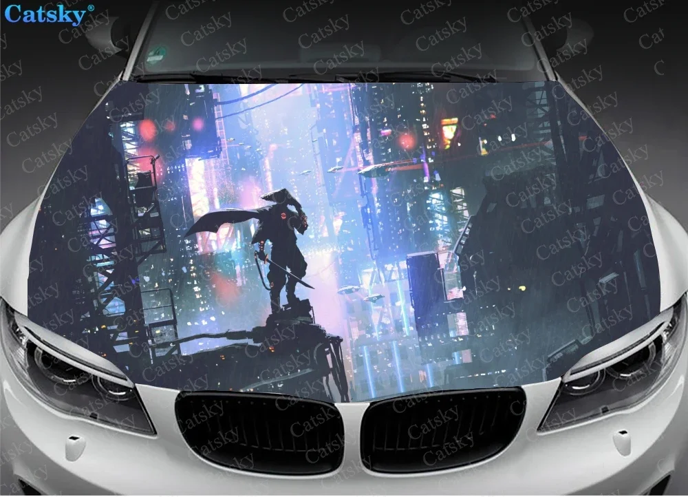 

Самурай, японский самурай, Самурай, японский самурай, Виниловая наклейка на капот автомобиля, полноцветный графический Декор