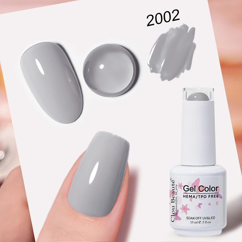 Clou Beaute Full Coverage Dark Red and Grey Gel Nail Polish