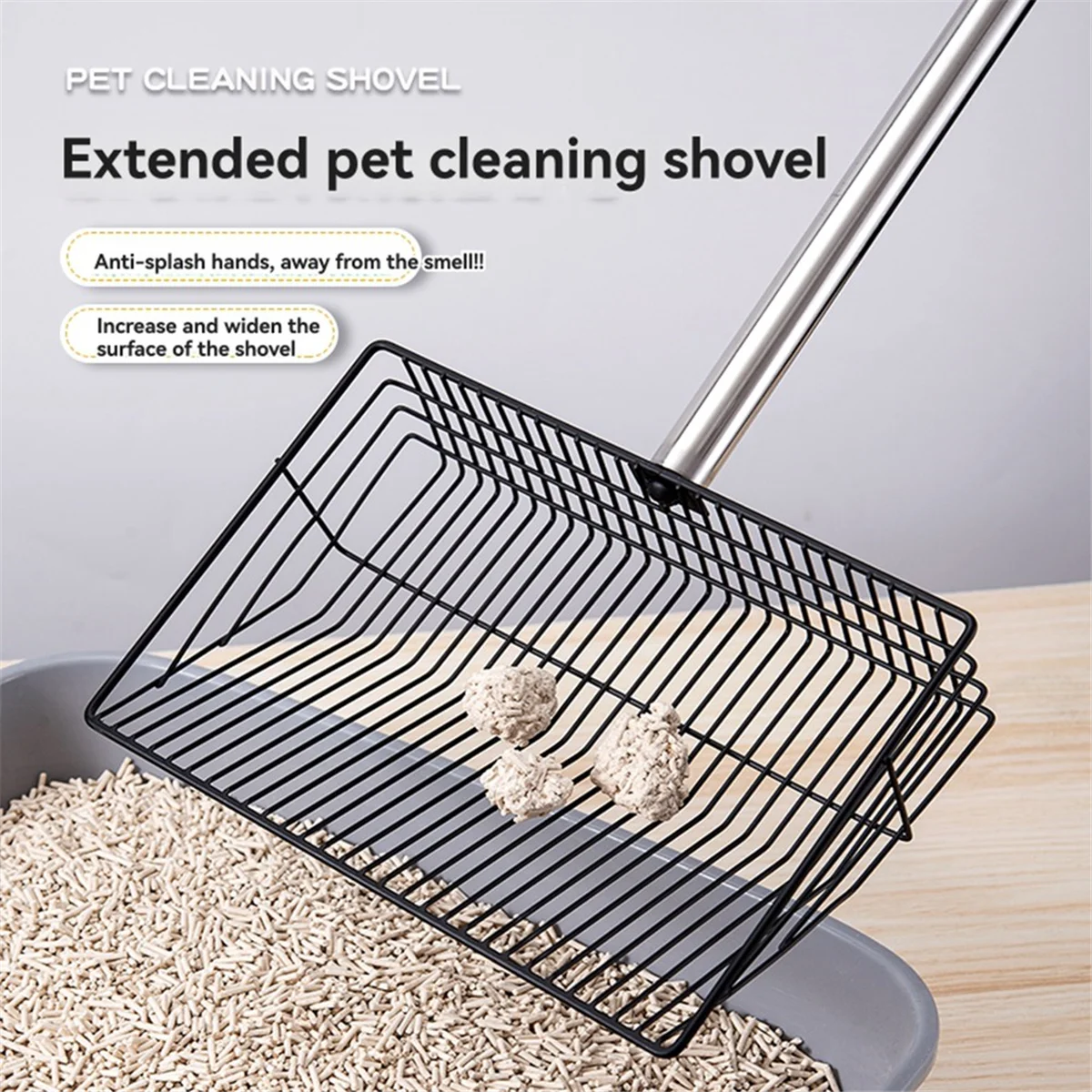 SEMOIC 10inch Large Chicken Poop Scooper, 24 to 68in Long Chicken Coop Litter Scoop with Stainless Steel Handle, Sifting Shovel
