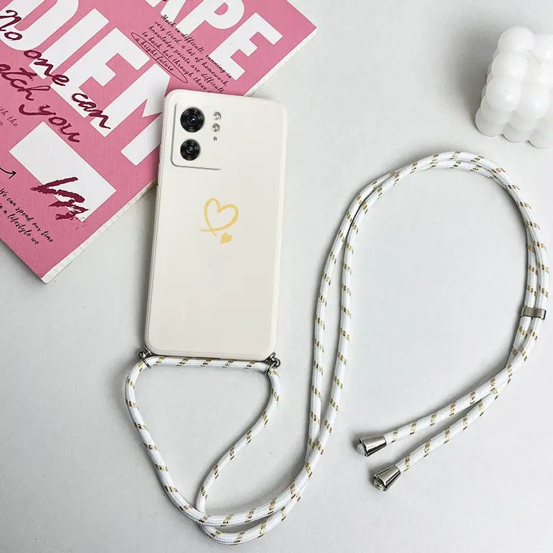 Two Hearts Lanyard Silicone Phone Case - Elegant Protective Cover