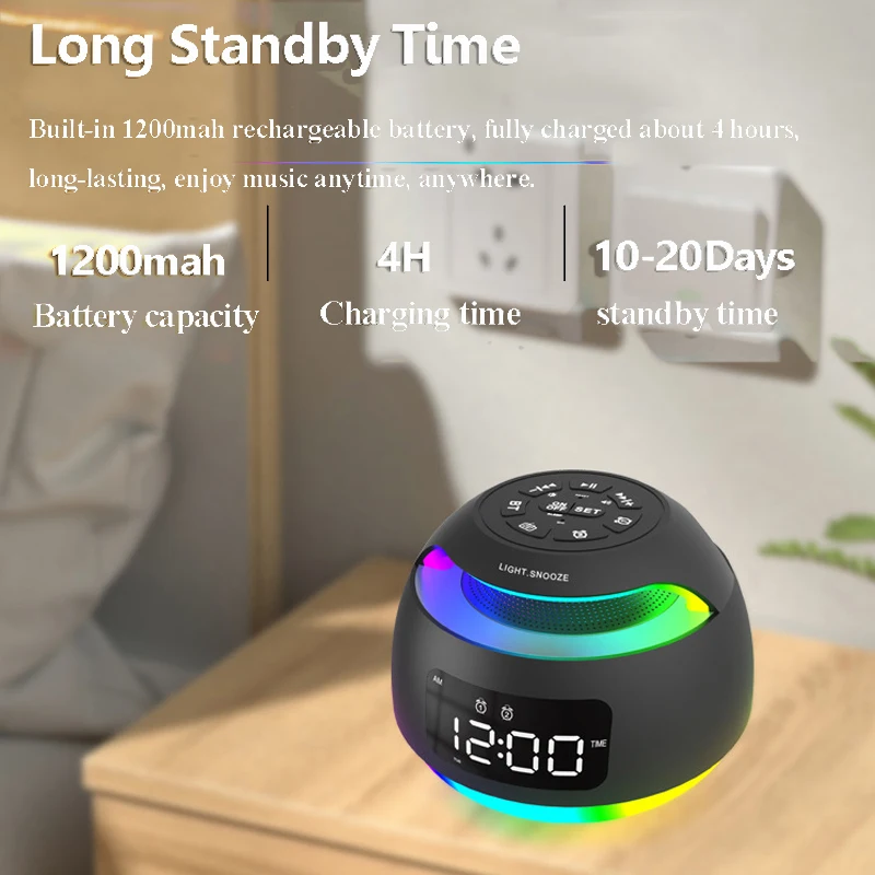 Ferater RéVeil NuméRique à LED Avec Radio FM Et Haut-Parleur Bluetooth
