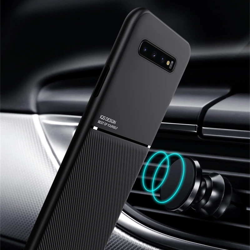 Luxury Leather Magnetic Car Holder Phone Case with Silicone Back Cover