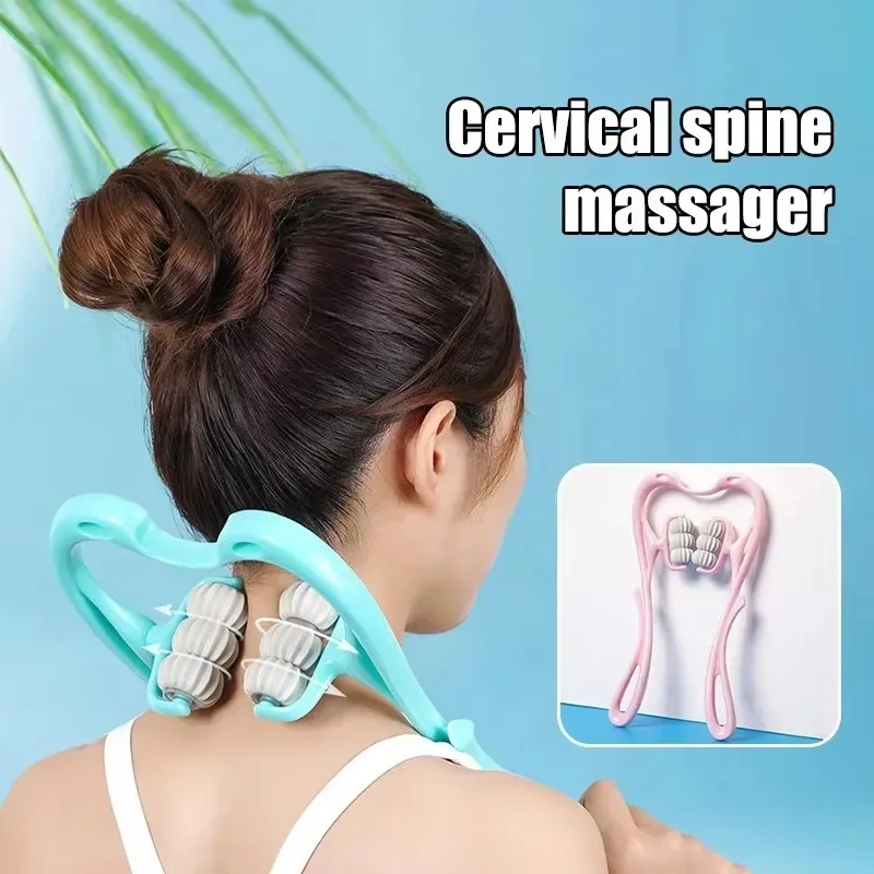 Cervical Neck Massager Manual Neck Clamp Multifunctional Kneading Roller 6-Ball Shoulder and Neck Relaxation Massager Tools