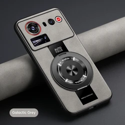 Luxury Magnetic Leather Phone Case with Ring Holder and Silicone Bumper - Nubia Z80 Ultra (GRAY)