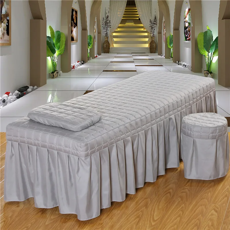 Beauty Salon Bed Sheet Salon Thick Quilting Mattress Brief Beauty Bed Skirt Bedspread With Face Hole Body Massage SPA Bed Cover 4