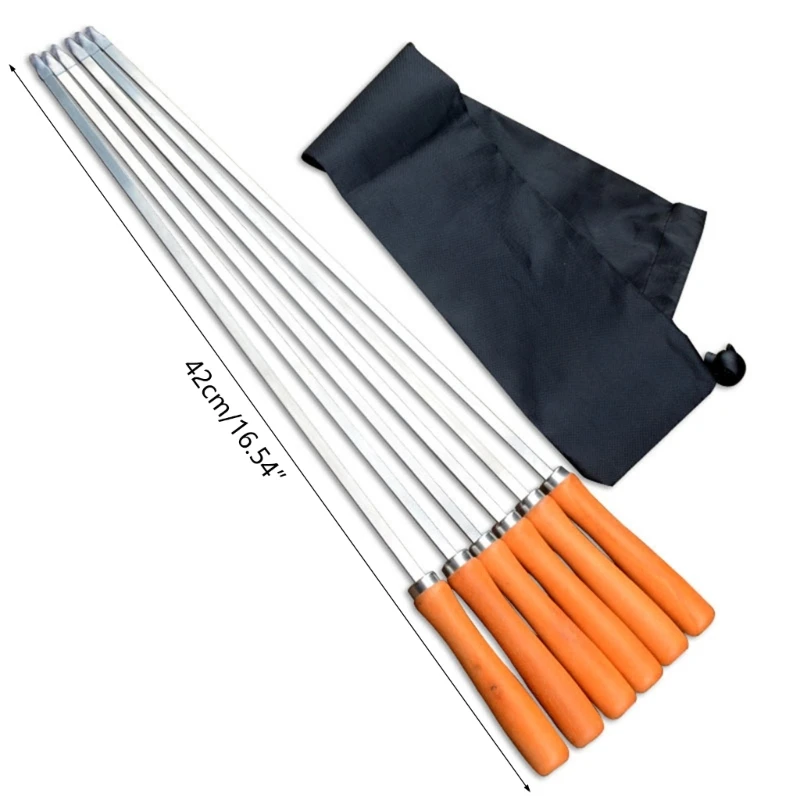 Pack of 6 Convenient Flat Skewers Long Lasting Barbecue Skewers Easy to Clean Meat Great for Indoor and Outdoor barbecue skewers bbq grilling accessories