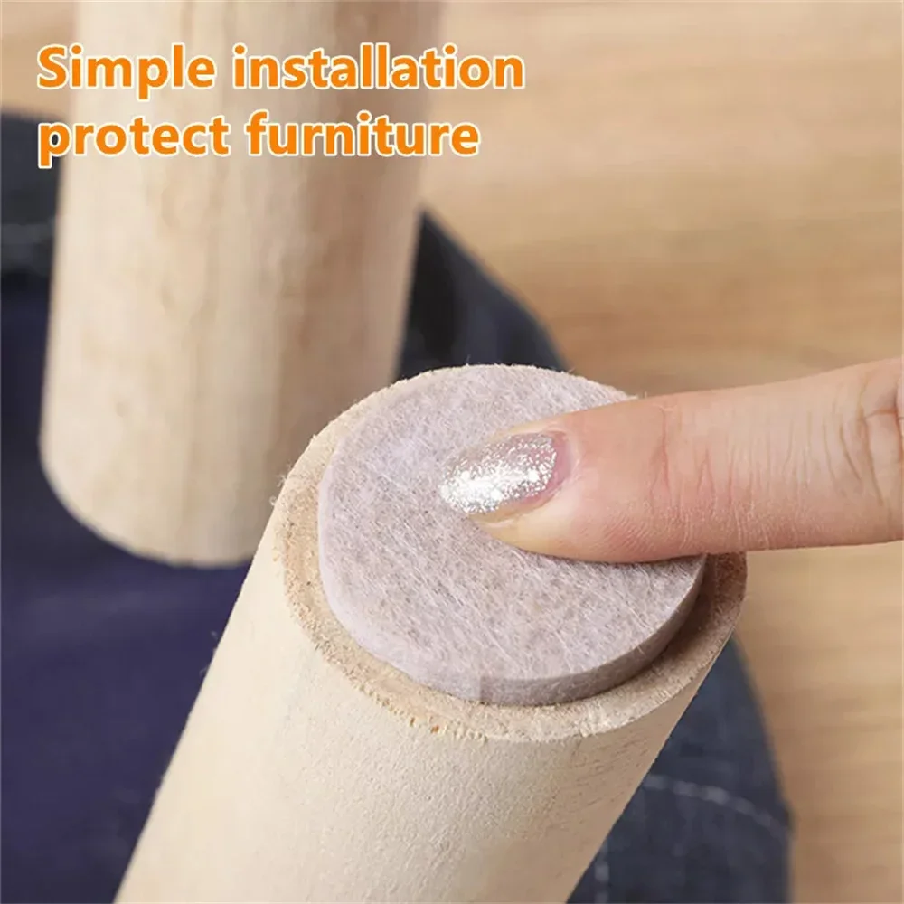 Thicken Self Adhesive Felt Chair Leg Pads Floor Protectors Furniture Legs Table Leg Covers Round Bottom Anti-Slip Pads 72PCS furniture leg pads