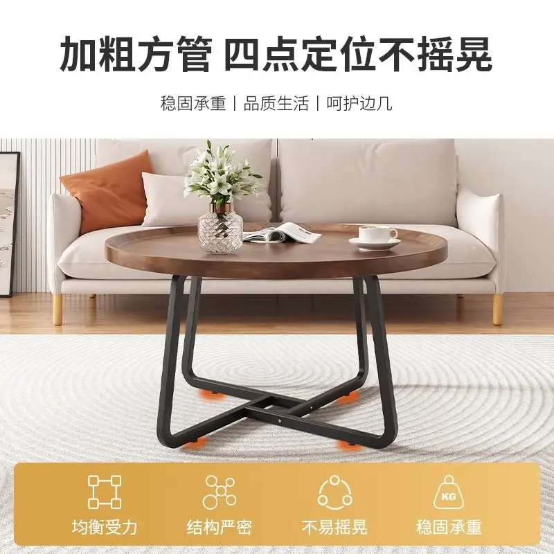 طاولة قهوة دائرية عصرية من الخشب والمعدن لغرفة الم...