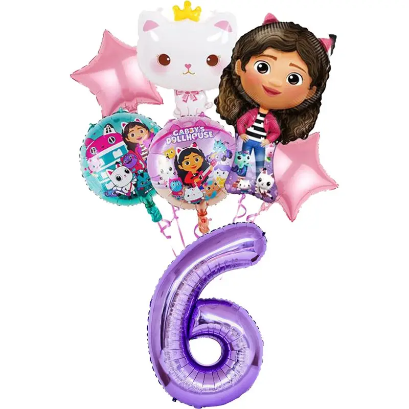 Gabby Dollhouse Cats Birthday Party Decoration Tableware Set Balloons Cups Plates Napkins Backdrop Banner Kids Party Supplies – Detail 30