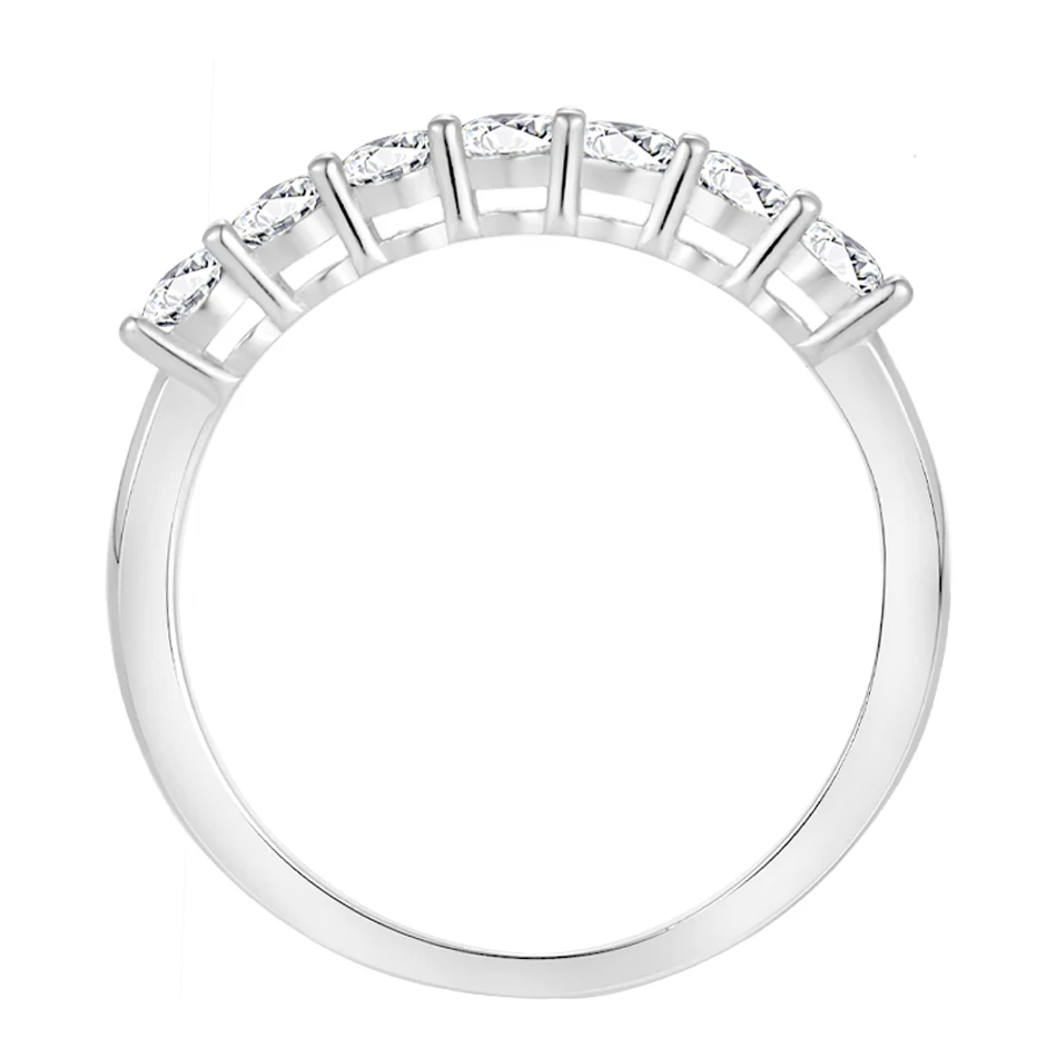 URMYLADY Real D Color 7 Stones 3mm Full Moissanite Row Rings S925 Sterling Silver Plate Pt950 Simple Jewelry For Wholesale 4