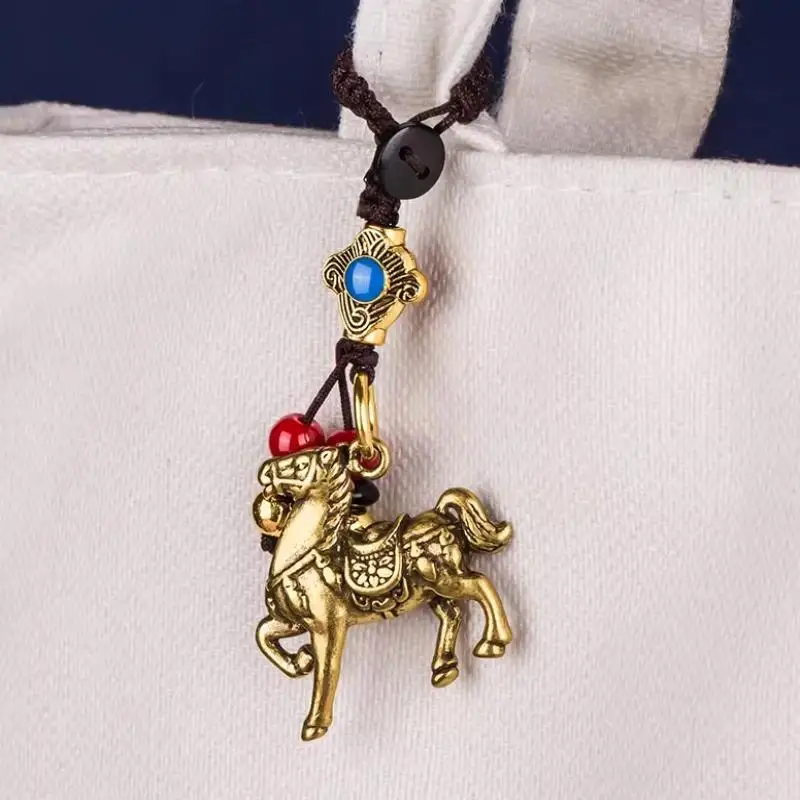2026 Jahr des chinesischen Sternzeichens Pferd Glücksanhänger Schlüsselanhänger Kupfer Feng Shui Reichtum Schlüsselanhänger Damen Herren Taschenanhänger Schmuck Geschenk – Detail 4