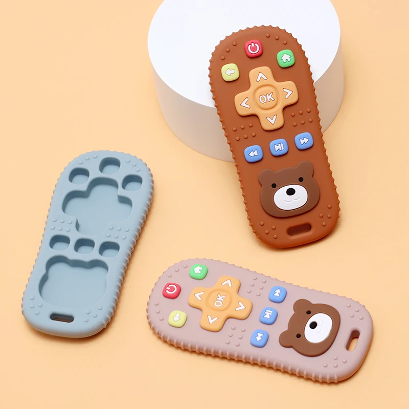 Silicone Teething Toys Bear Remote Control Shape For Babies 0-12 Months