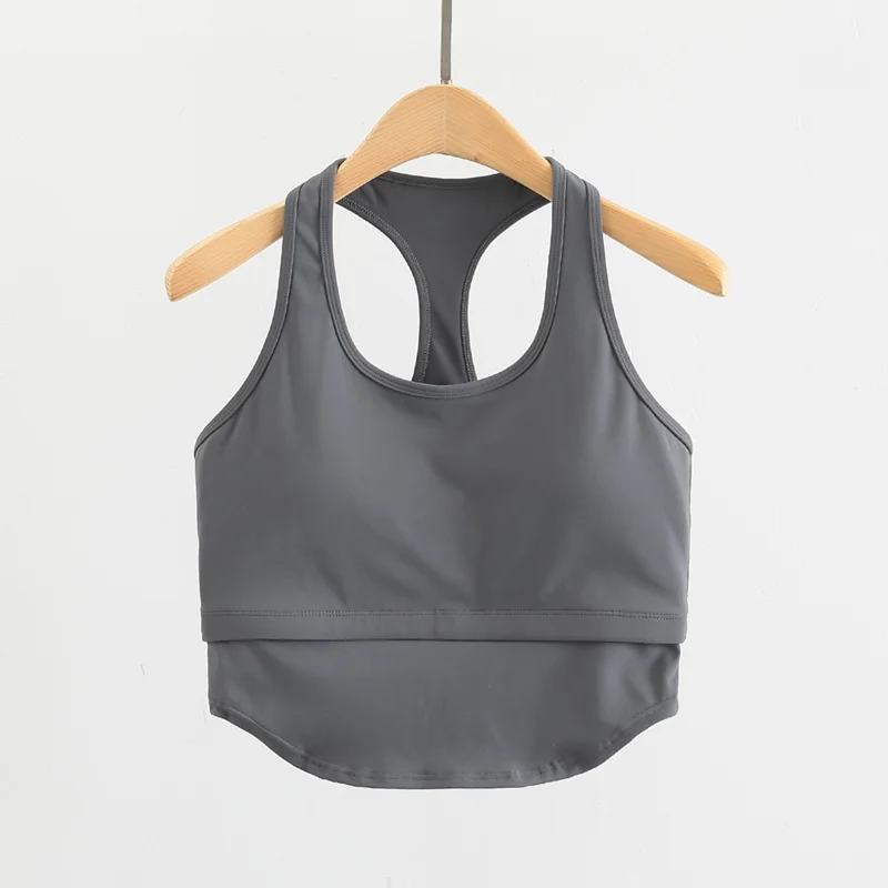 Womens Crop Top Longline Sports Bras Tank Tops Wirefree Shirts with Built  in Bra