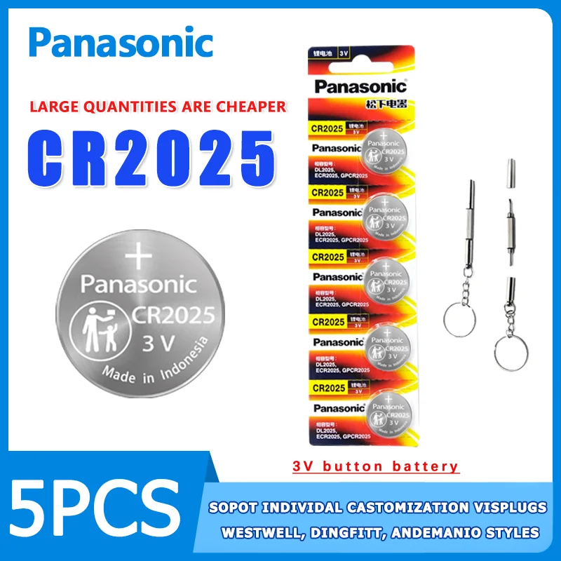 5PCS Panasonic CR2025 button battery 3V 165mAH lithium battery instrument special remote control for Tesla Motors Bread machine